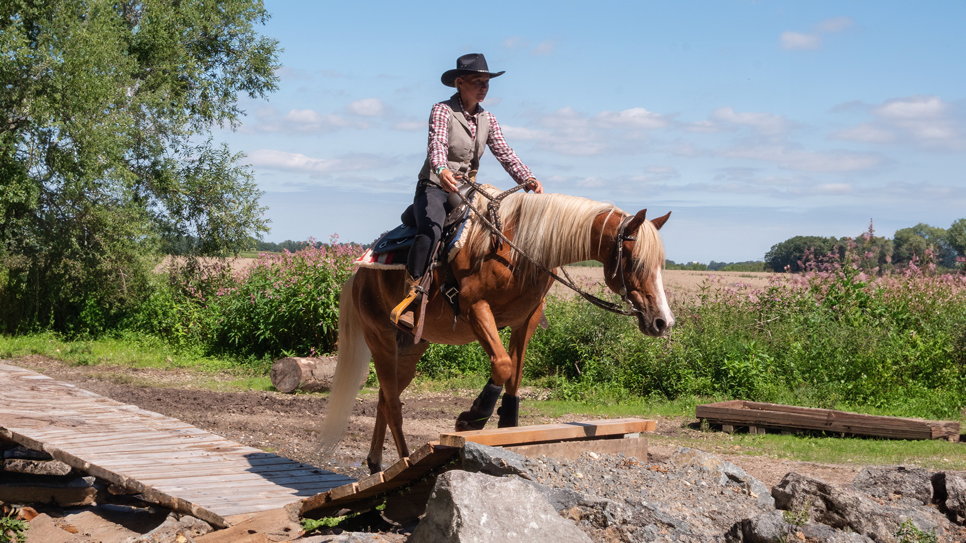 Fotoshooting im Trail Park von Pferd und Reiter